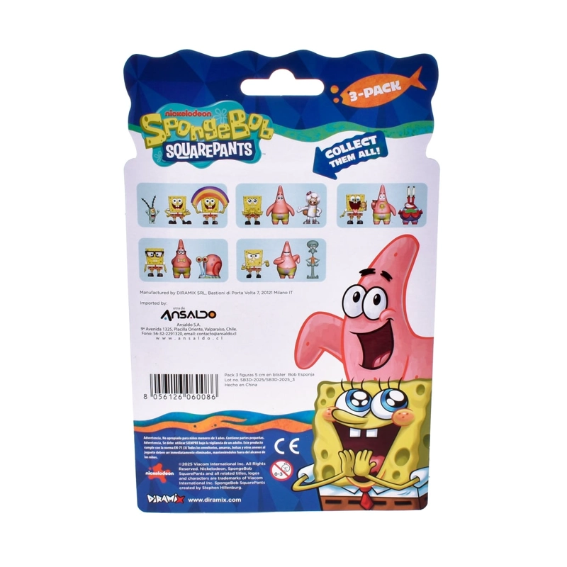 PACK 3 FIGURAS 5 CM EN BLISTER BOB ESPONJA - DON CANGREJO - 4