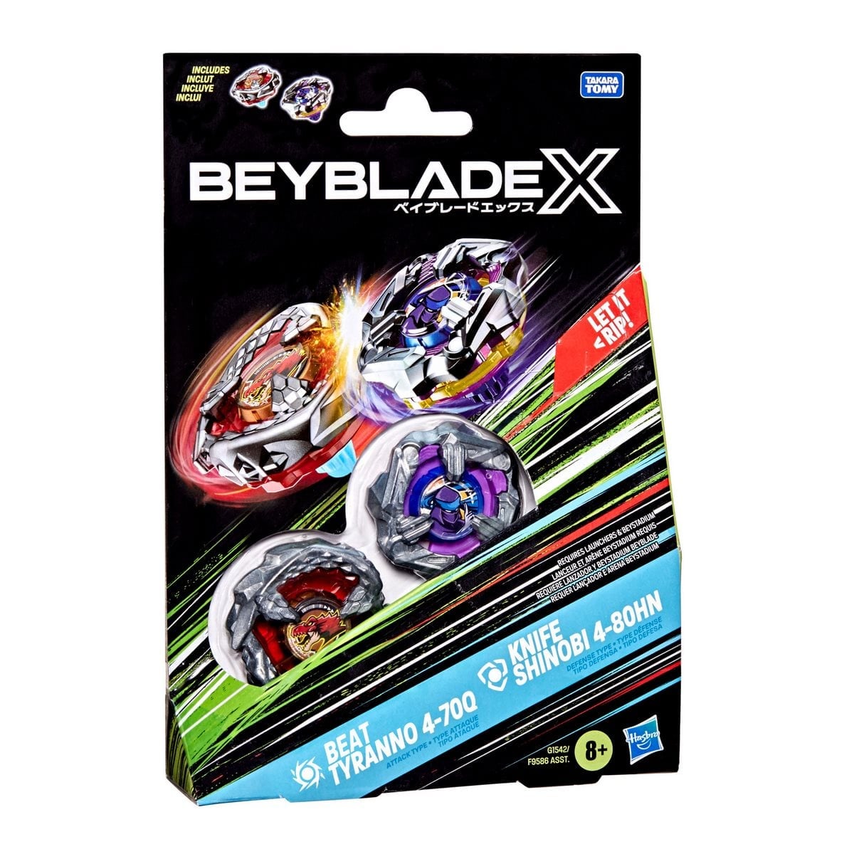 BEYBLADE DUAL PACK X-BEAT TYRANNO 4-70Q-KNIFE SHINOBI 4-80HN - 6