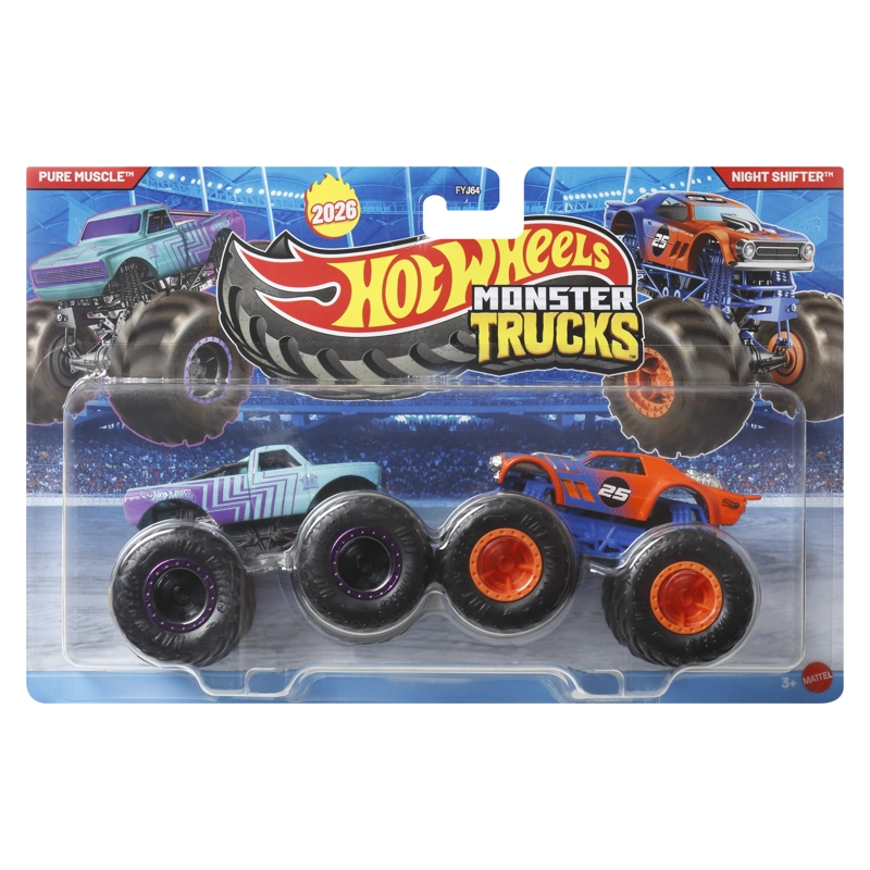 HOT WHEELS MONSTER TRUCKS 1:64- PURE MUSCLE VS NIGHT SHIFTER - 1