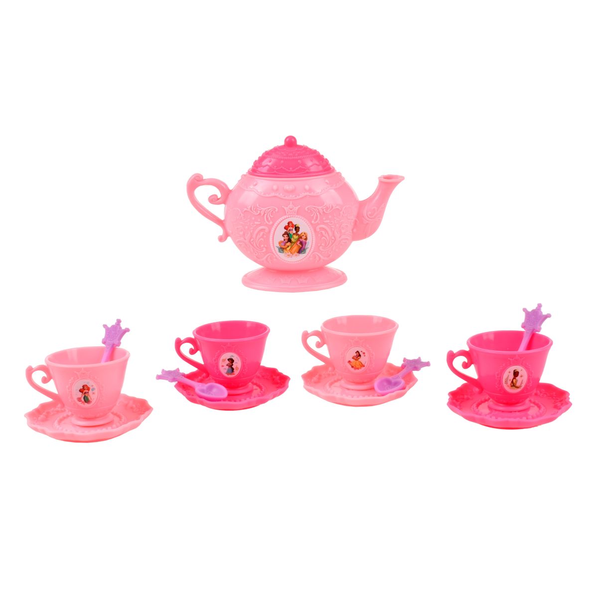 MINI SET DE TE  CON CUCHARAS - PRINCESAS TETERA ROSA CLARO - 1