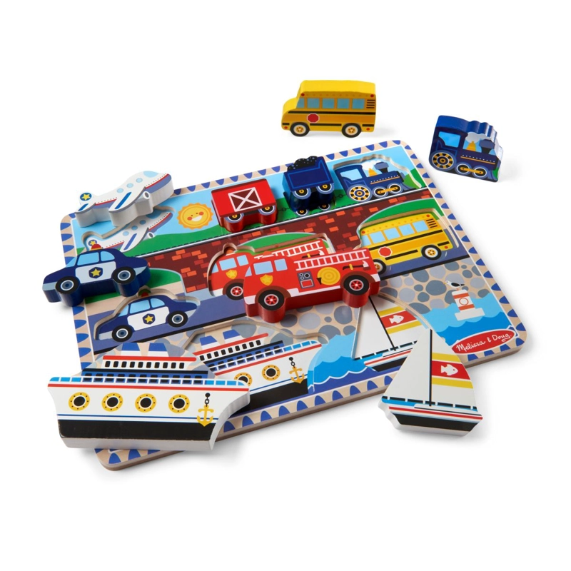 PUZZLE ENCAJE DE MADERA 3D MELISSA AND  DOUG - VEHICULOS - 1
