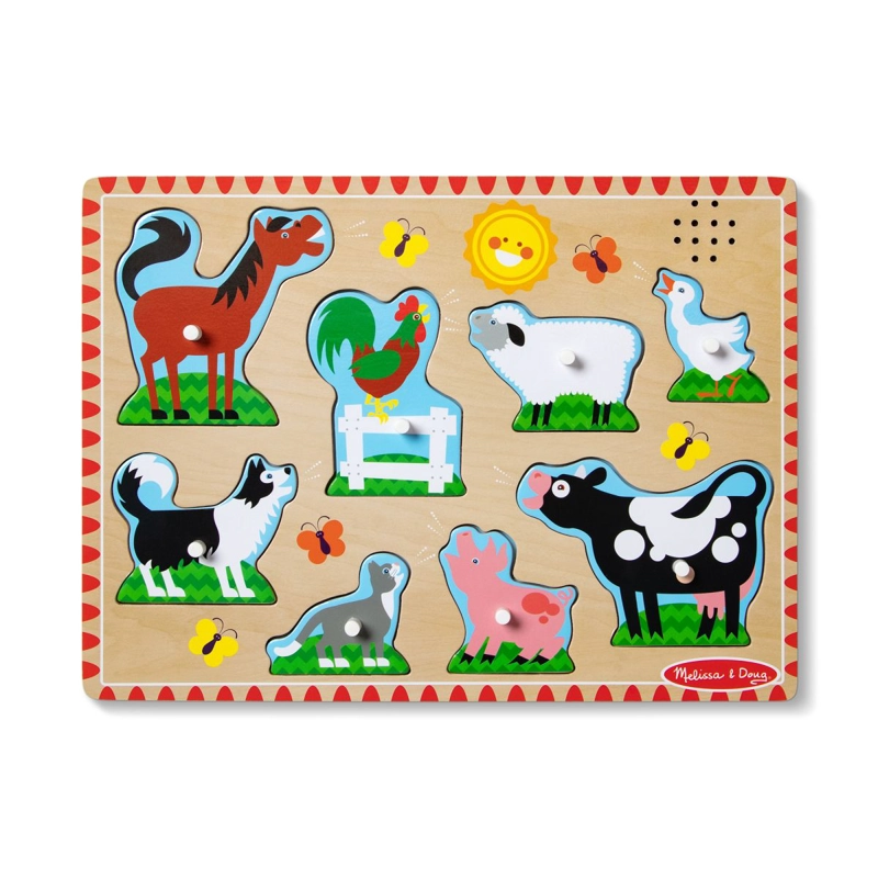 PUZZLE ENCAJE DE MADERA LA GRANJA CON SONIDO MELISSA AND DOUG - ANIMALES DE GRANJA - 3