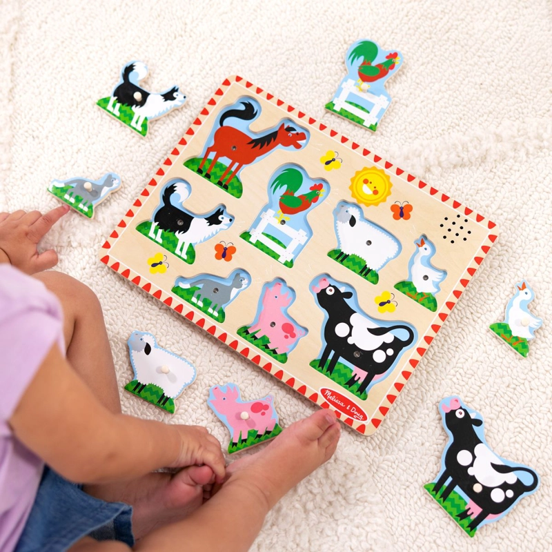 PUZZLE ENCAJE DE MADERA LA GRANJA CON SONIDO MELISSA AND DOUG - ANIMALES DE GRANJA - 4