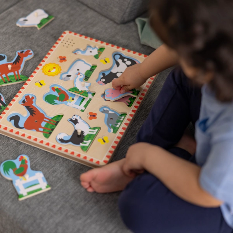 PUZZLE ENCAJE DE MADERA LA GRANJA CON SONIDO MELISSA AND DOUG - ANIMALES DE GRANJA - 5