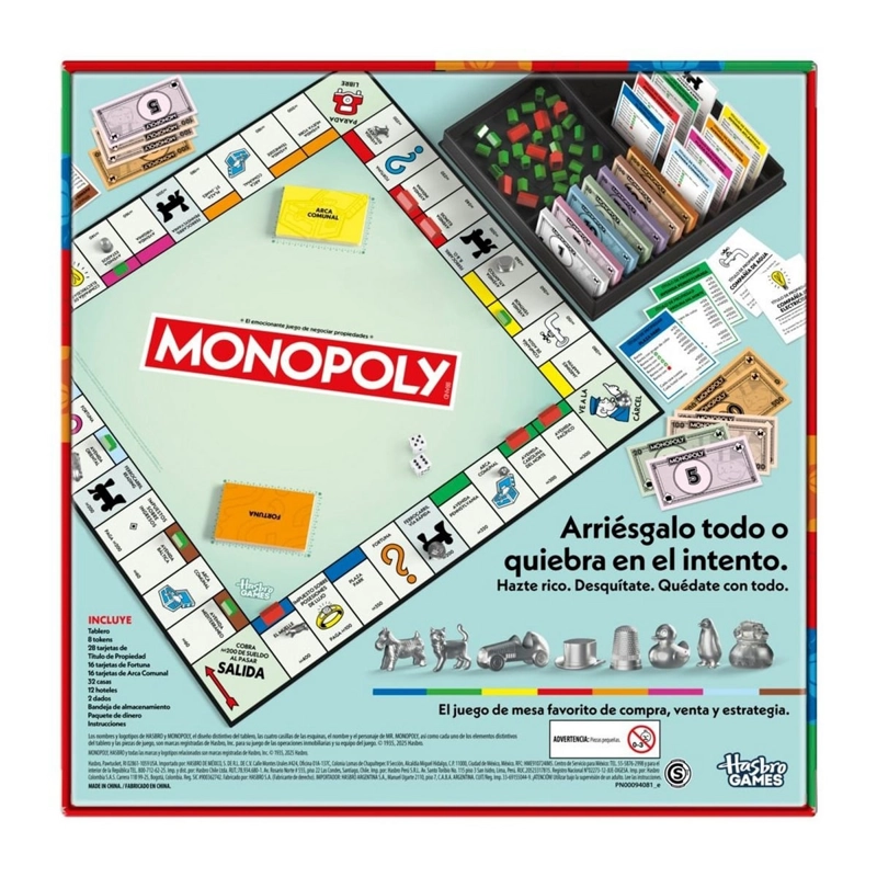JUEGO DE MESA MONOPOLY CL�SICO HASBRO - 4