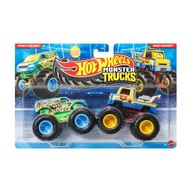 HOT WHEELS MONSTER TRUCKS ESCALA 1:64 - FUNNY FEELINGS VS MOOD CRUSHER - 1