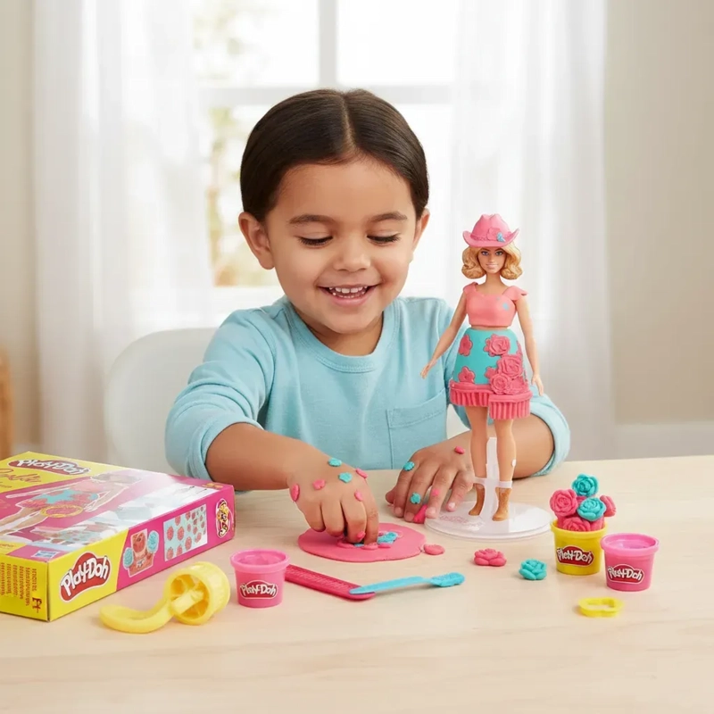 PLAY-DOH BARBIE MUÑECAS - ROSAS Y CERQUILLOS - 2