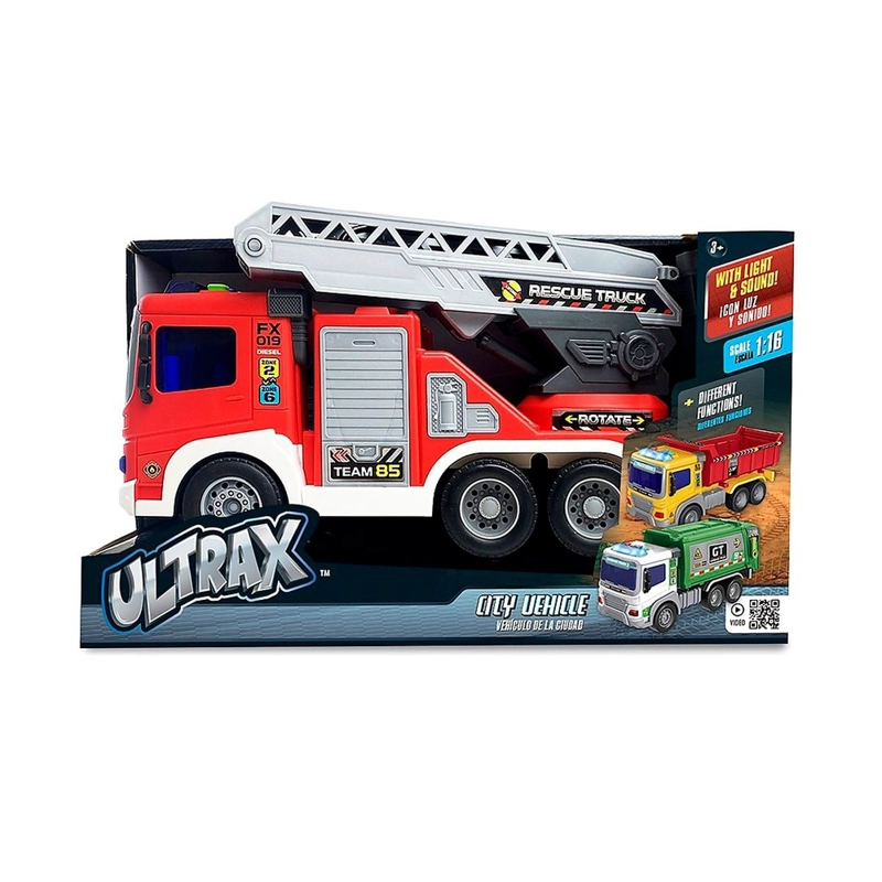 VEHICULO DE CIUDAD CAMIONES A FRICCION CON LUZ Y SONIDO EN ESCALA 1:16  ULTRAX - 2