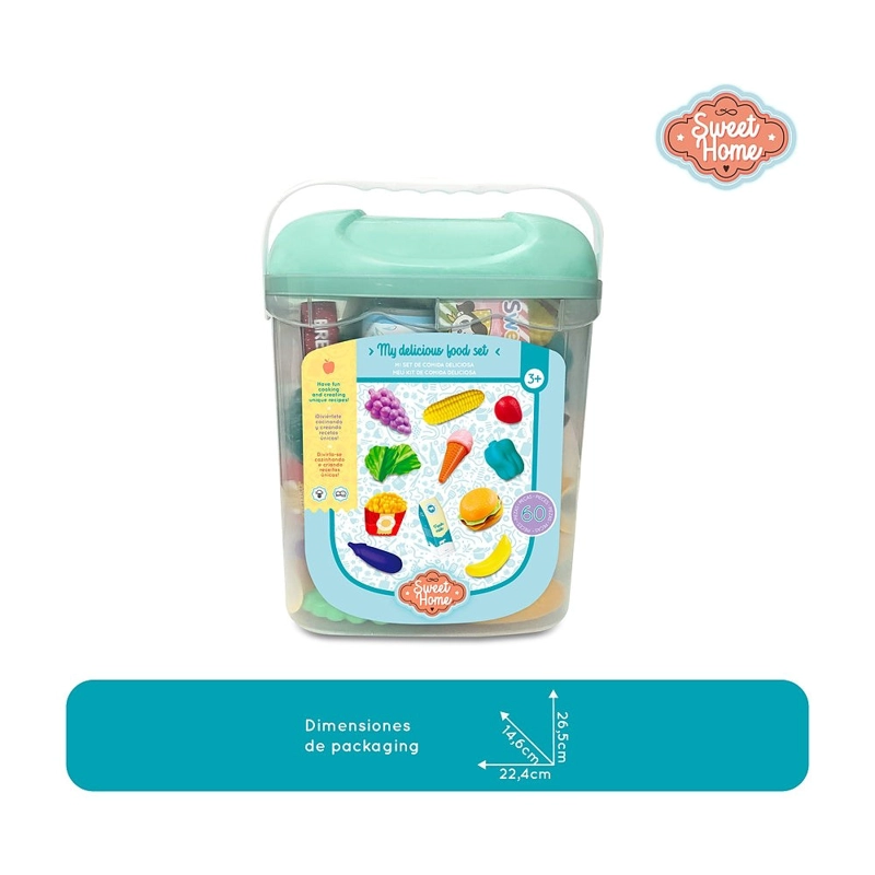 BALDE DE COMIDA DE JUGUETE CON 60 ACCESORIOS SWEET HOME - 2