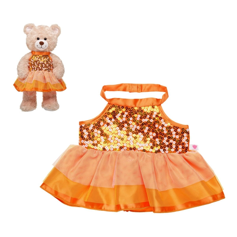 VESTIDO TOP LENTEJUELA NARANJO BUILD-A-BEAR - 1