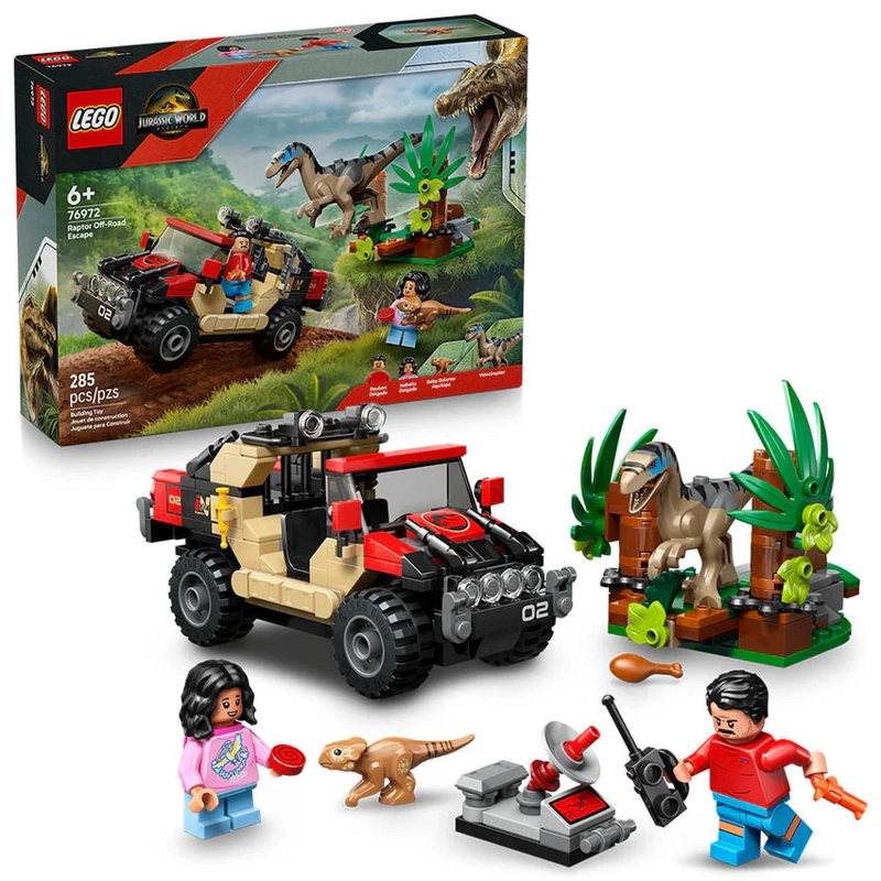 ESCAPE EN AUTO TODOTERRENO Y RAPTOR AL ACECHO LEGO JURASSIC WORLD - 1