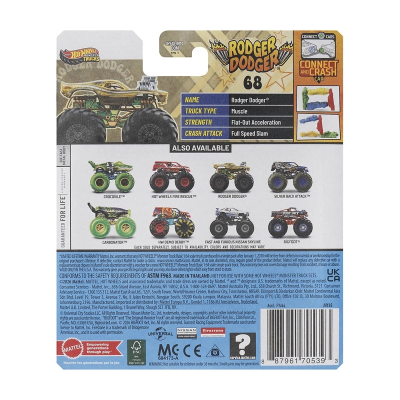 HOT WHEELS MONSTER TRUCK ESCALA 1:64 - RODGER DODGER - 1