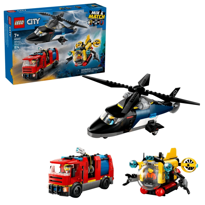 REMIX HELICOPTERO CAMION DE BOMBEROS Y SUBMARINO LEGO CITY - 1