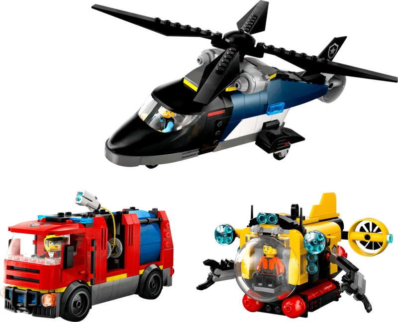 REMIX HELICOPTERO CAMION DE BOMBEROS Y SUBMARINO LEGO CITY - 2