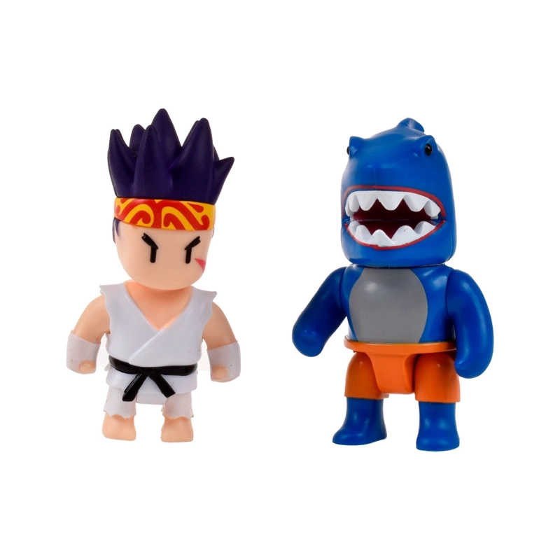 PACK 2 FIGURAS 8 CMS  ARTICULADAS  STUMBLE GUYS - SENSEI FIREFIST AND MEGALODON - 1