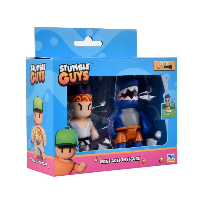 PACK 2 FIGURAS 8 CMS  ARTICULADAS  STUMBLE GUYS - SENSEI FIREFIST AND MEGALODON - 2