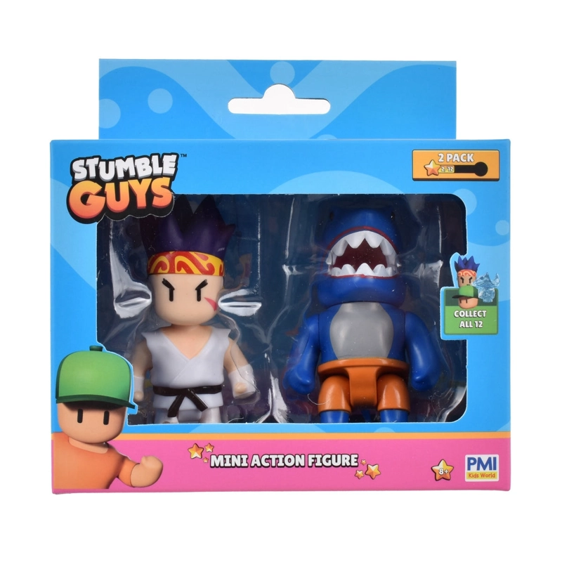 PACK 2 FIGURAS 8 CMS  ARTICULADAS  STUMBLE GUYS - SENSEI FIREFIST AND MEGALODON - 3