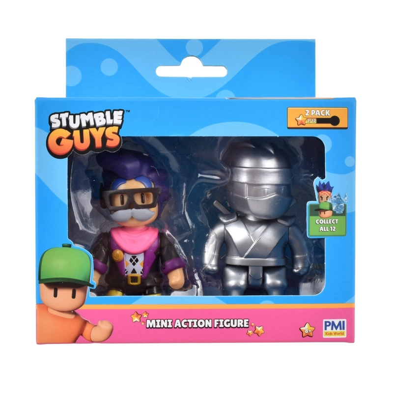 PACK 2 FIGURAS 8 CMS  ARTICULADAS  STUMBLE GUYS - THE ARCHITECT AND METAL NINJA - 3
