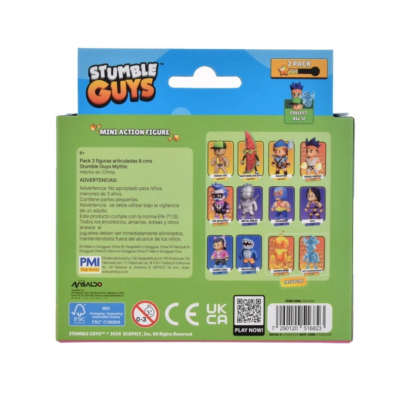 PACK 2 FIGURAS 8 CMS  ARTICULADAS  STUMBLE GUYS - THE ARCHITECT AND METAL NINJA - 4