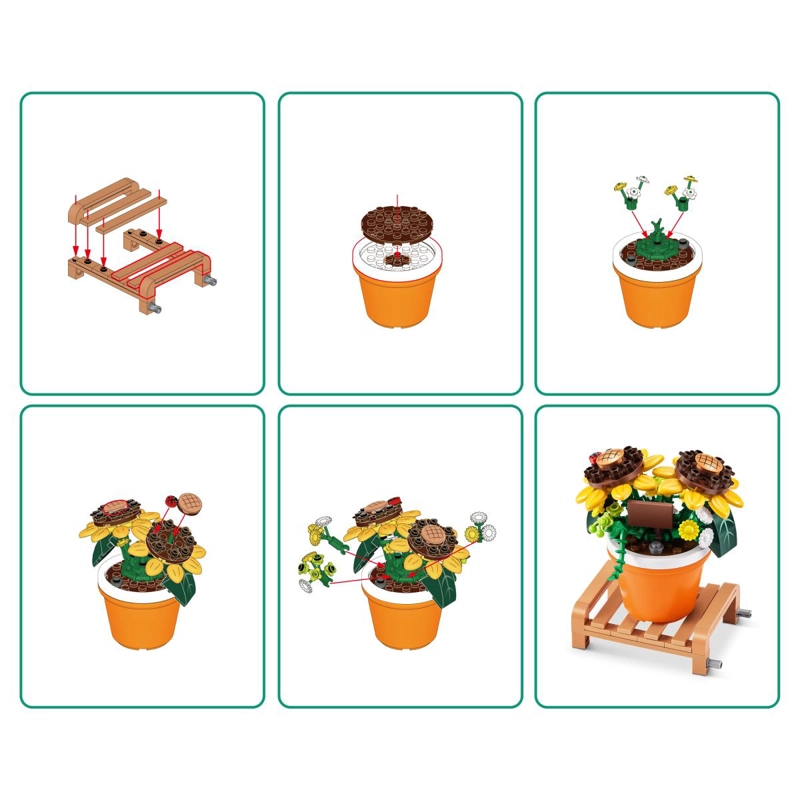 SET DE BLOQUES GARDEN MAX - CON DIFERENTES MODELOS DE PIEZAS - POT SUNFLOWER - 5