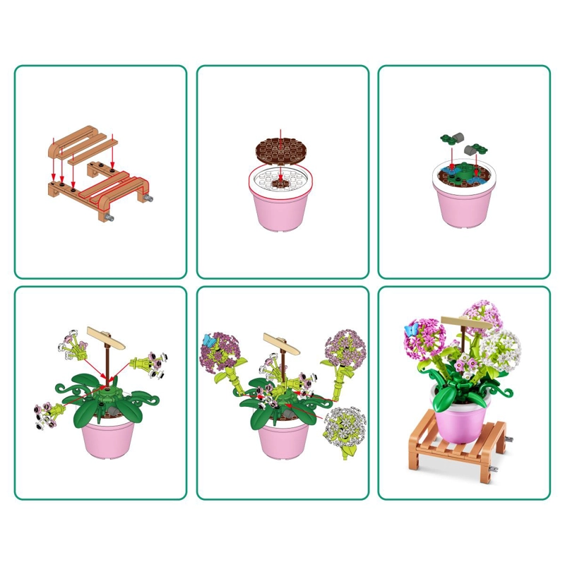 SET BLOQUES GARDEN MAX - CON DIFERENTES MODELOS DE PIEZAS - HYDRANGEA MACROPHYLLA - 5