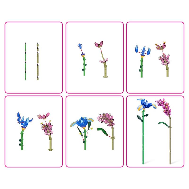 SET BLOQUES FLORES MAX - CON DIFERENTES MODELOS DE PIEZAS - IRIS Y PERSICARIA - 5