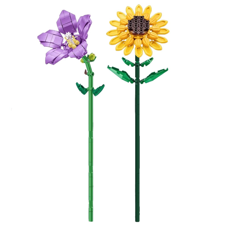 SET BLOQUES FLORES MAX - CON DIFERENTES MODELOS DE PIEZAS - PLATYCODON Y GIRASOL - 4