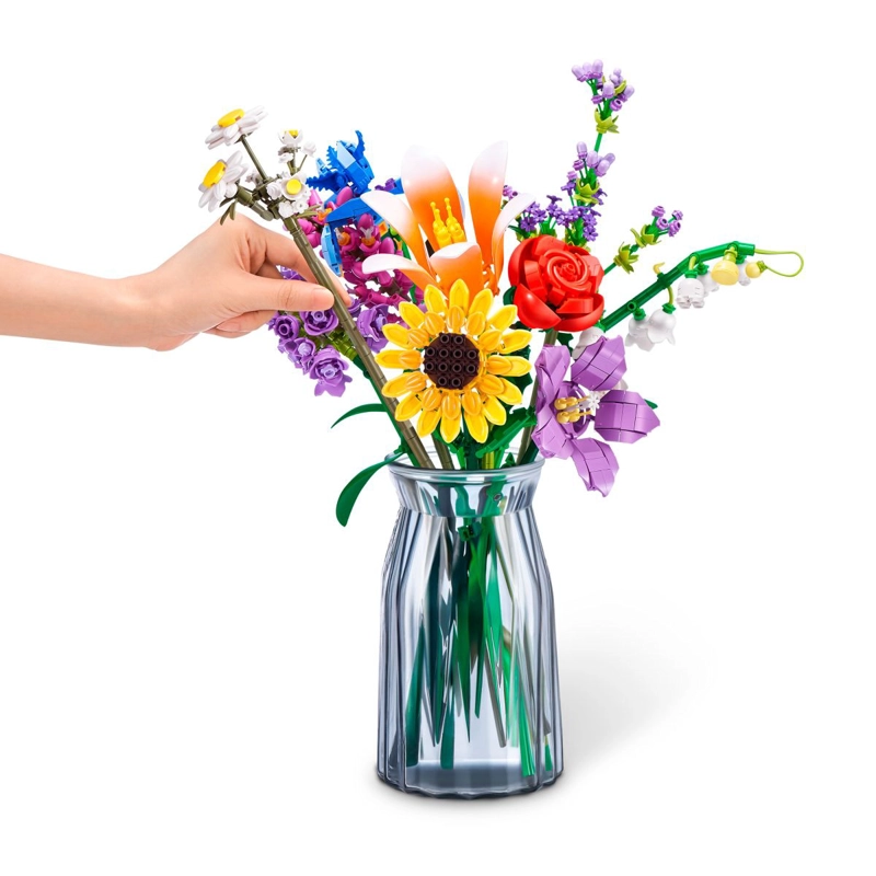 SET BLOQUES FLORES MAX - CON DIFERENTES MODELOS DE PIEZAS - PLATYCODON Y GIRASOL - 7