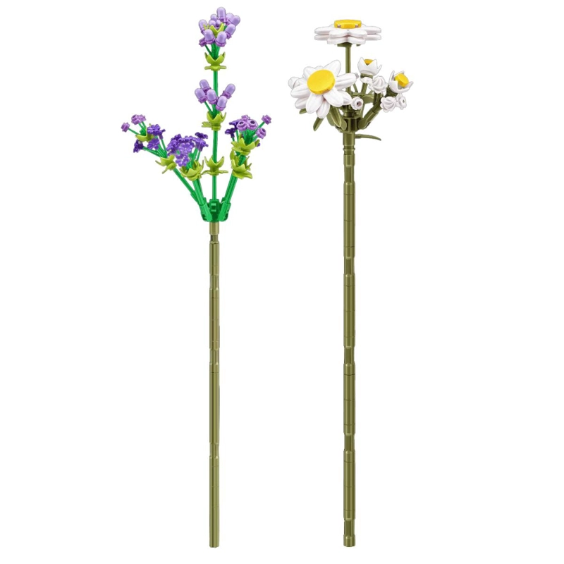SET BLOQUES FLORES MAX - CON DIFERENTES MODELOS DE PIEZAS - DAISY Y LAVANDA - 4