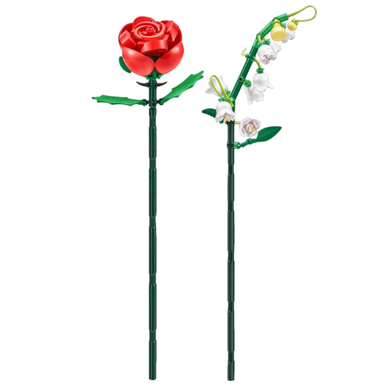 SET BLOQUES FLORES MAX- CON DIFERENTES MODELOS DE PIEZAS - LILY DEL VALLE Y ROSA - 4
