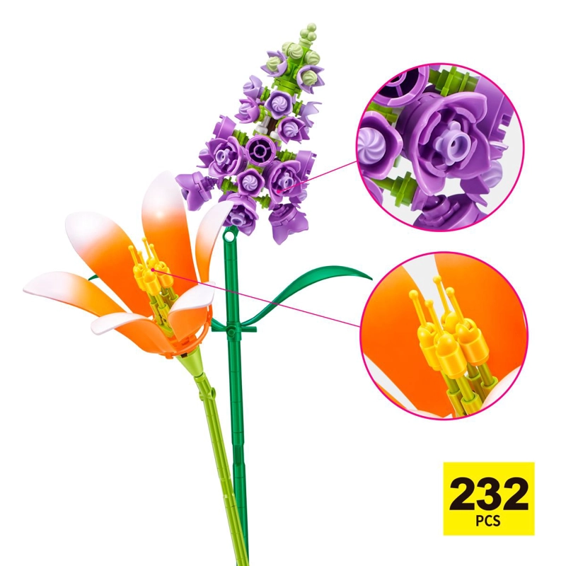 SET BLOQUES FLORES MAX - CON DIFERENTES MODELOS DE PIEZAS - LILY Y SNAPDRAGON - 6