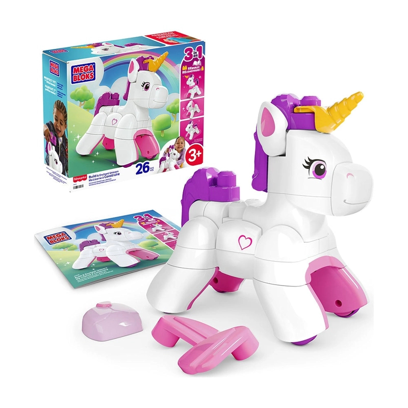 MEGA BLOKS JUGUETE DE CONSTRUCCION  3 EN 1 UNICORNIO ARMA Y BRILLA - 1