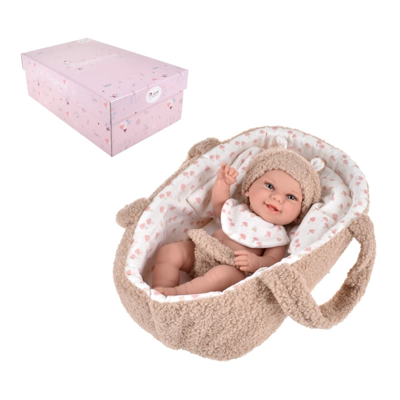 MUÑECA ELEGANCE BABYTO BEIGE CON CAPAZO 33 CM ARIAS - 1