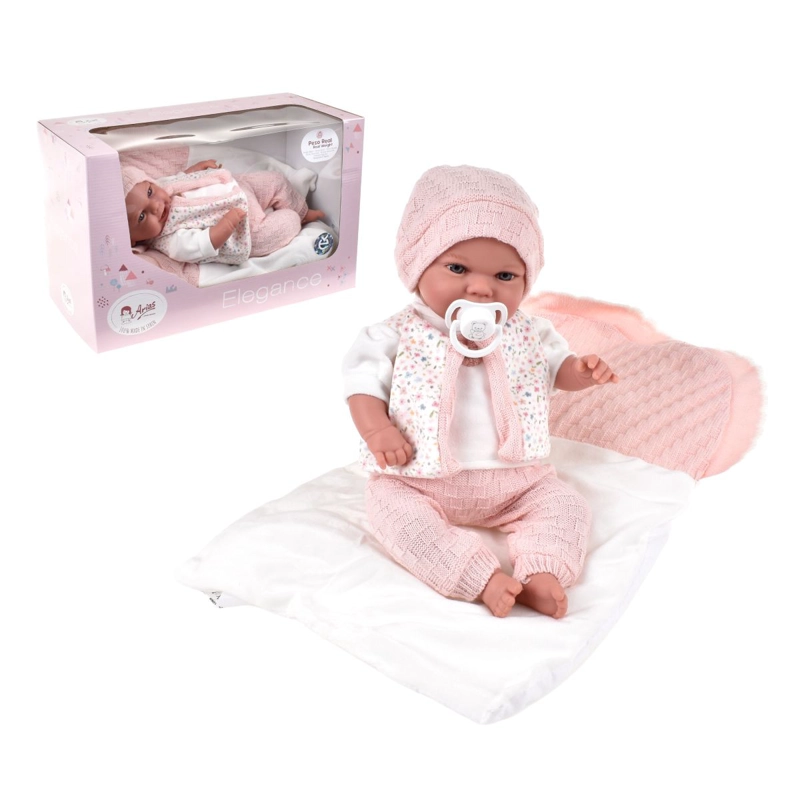 MUÑECO DE PESO ELEGANCE BABYTO ROSA CON MANTA 35 CM ARIAS - 1