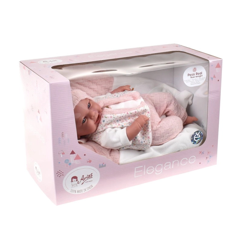 MUÑECO DE PESO ELEGANCE BABYTO ROSA CON MANTA 35 CM ARIAS - 2