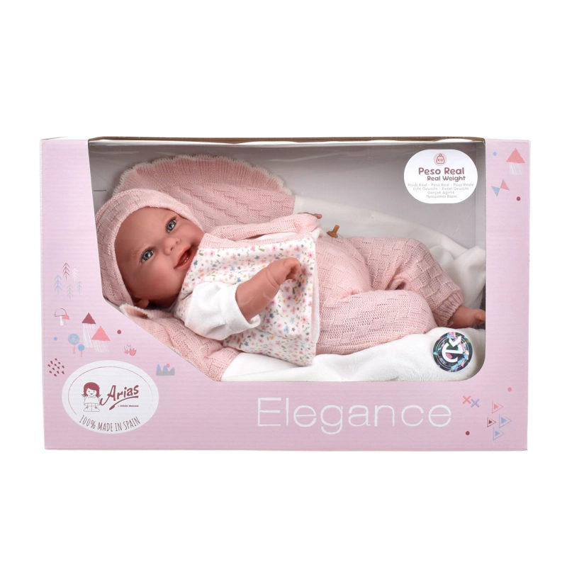 MUÑECO DE PESO ELEGANCE BABYTO ROSA CON MANTA 35 CM ARIAS - 3