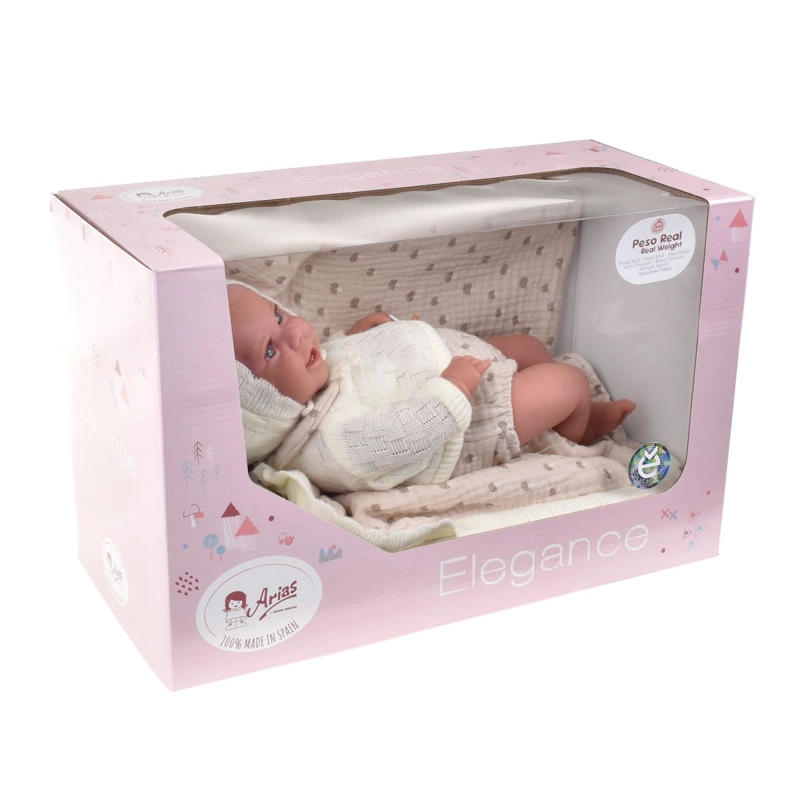 MUÑECO DE PESO ELEGANCE BABYTO BEIGE CON MANTA 35 CM ARIAS - 2