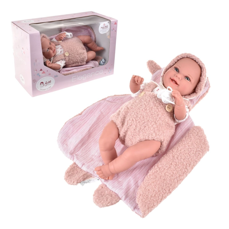 MUÑECO DE PESO ELEGANCE BABYTO ROSA CON MANTA 35 CM ARIAS - 1