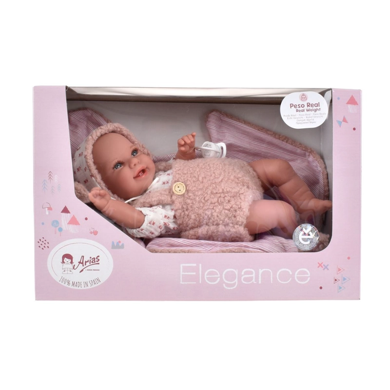 MUÑECO DE PESO ELEGANCE BABYTO ROSA CON MANTA 35 CM ARIAS - 3