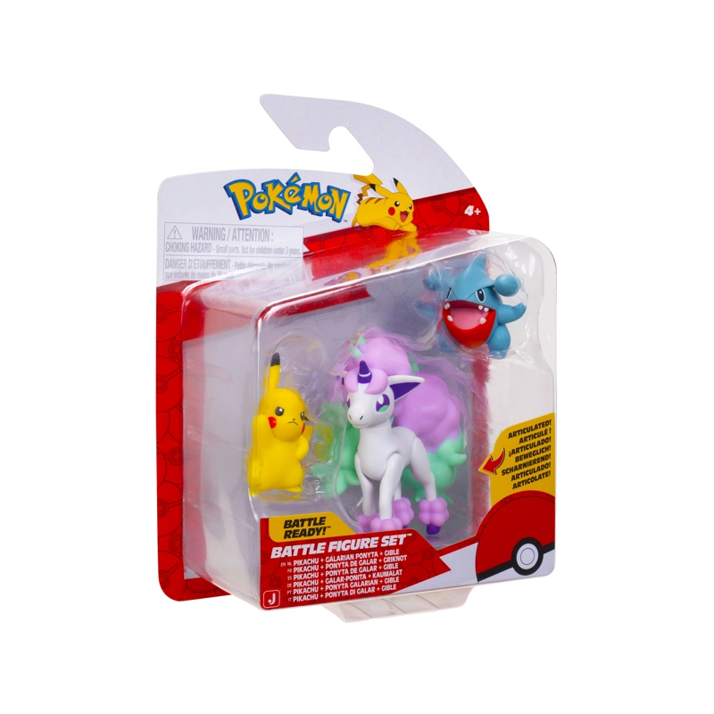 POKEMON PACK 3 FIGURAS - PIKACHU + GALARIAN PONYTA + GIBLE - 3