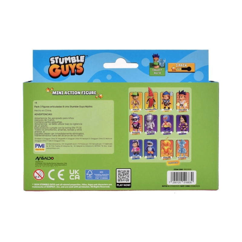 PACK 3 FIGURAS 8 CMS STUMBLE GUYS - WATERMELON GUY - 4