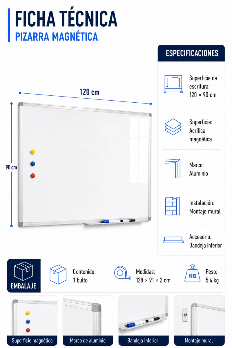 PIZARRA IGPRO 'FULL MAGNETIC' ACRILICA 90X120CM - 4