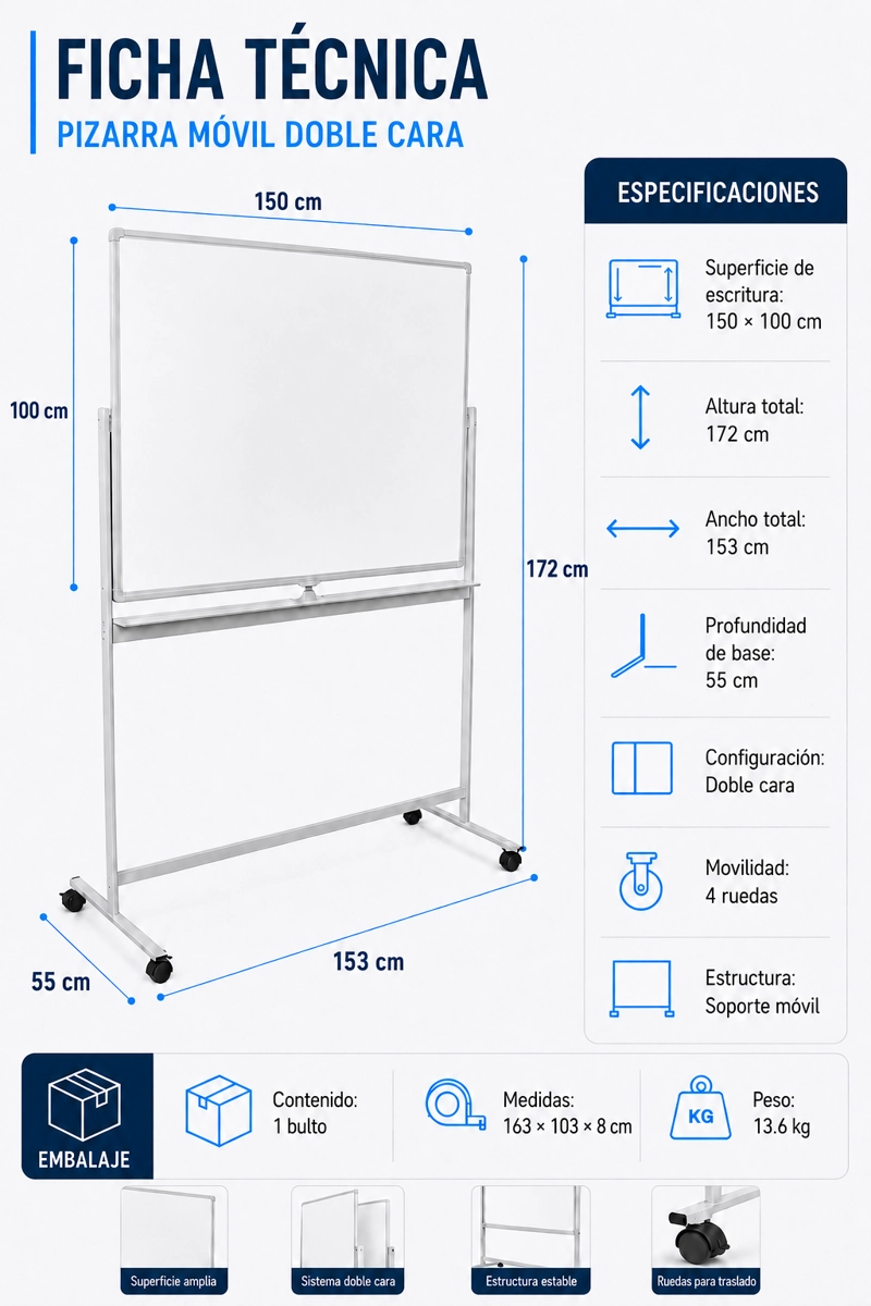 PIZARRA IGPRO MOVIL MAGNETICA 'CLASSIC MOVIL'  100X150CM - 4