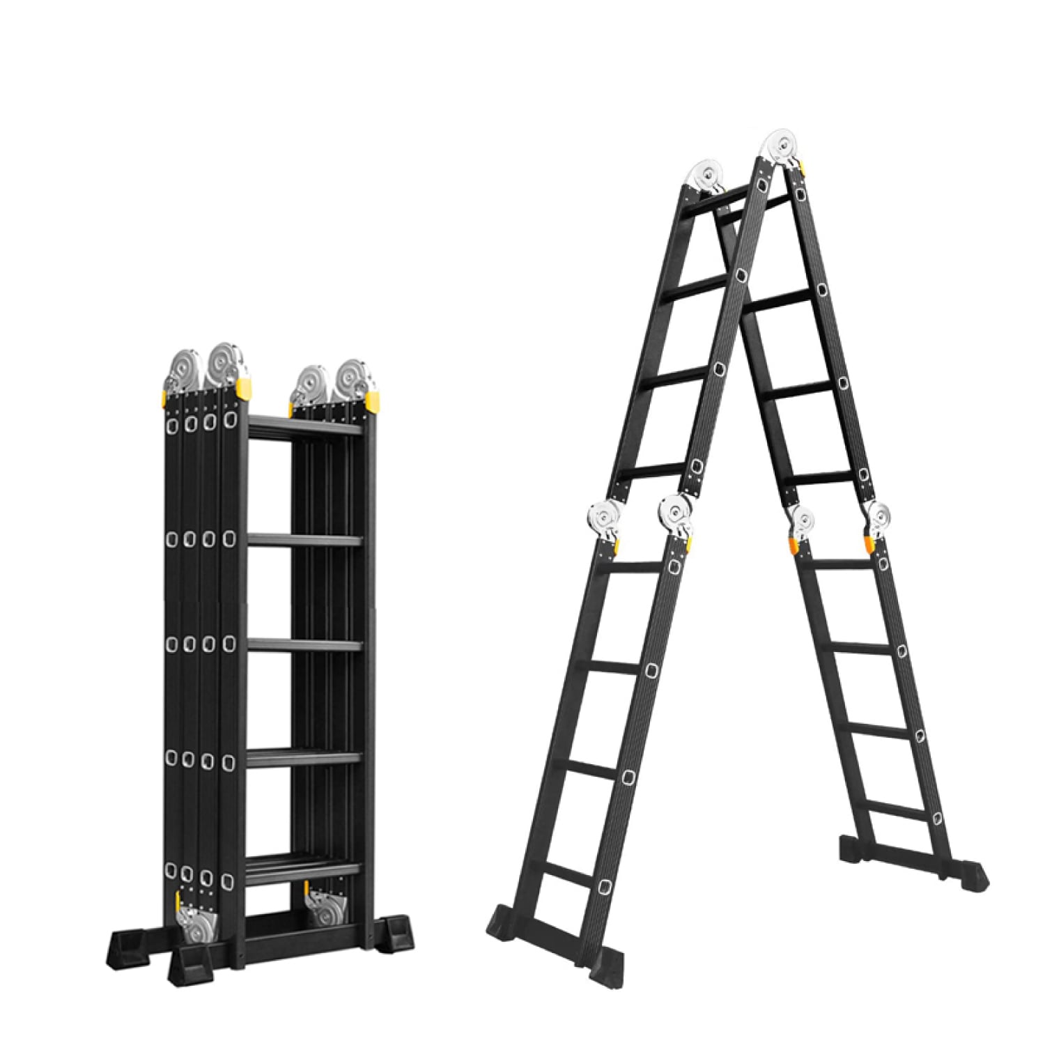 ESCALERA IGPRO PROFESIONAL HEAVY DUTY 6,9 MT 24 PELDAÑOS NEGRA NEGRO - 1