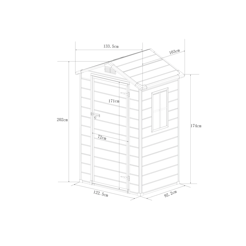 BODEGA JARDIN PLASTICO 134X103X204CM 1.37M2 - 2
