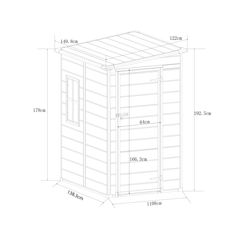 BODEGA IGPRO IGBPP151-121G JARDÍN PLASTICO 151 X 121 X 193 CM 1.83M2 - 2