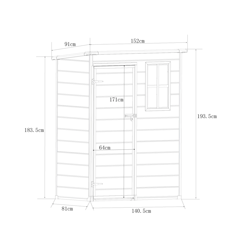 BODEGA JARDIN PLASTICO 151X91X192CM 1.37M2 - 2
