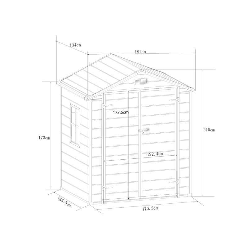 BODEGA JARDIN PLASTICO 182X134X210CM 2.44M2 - 2