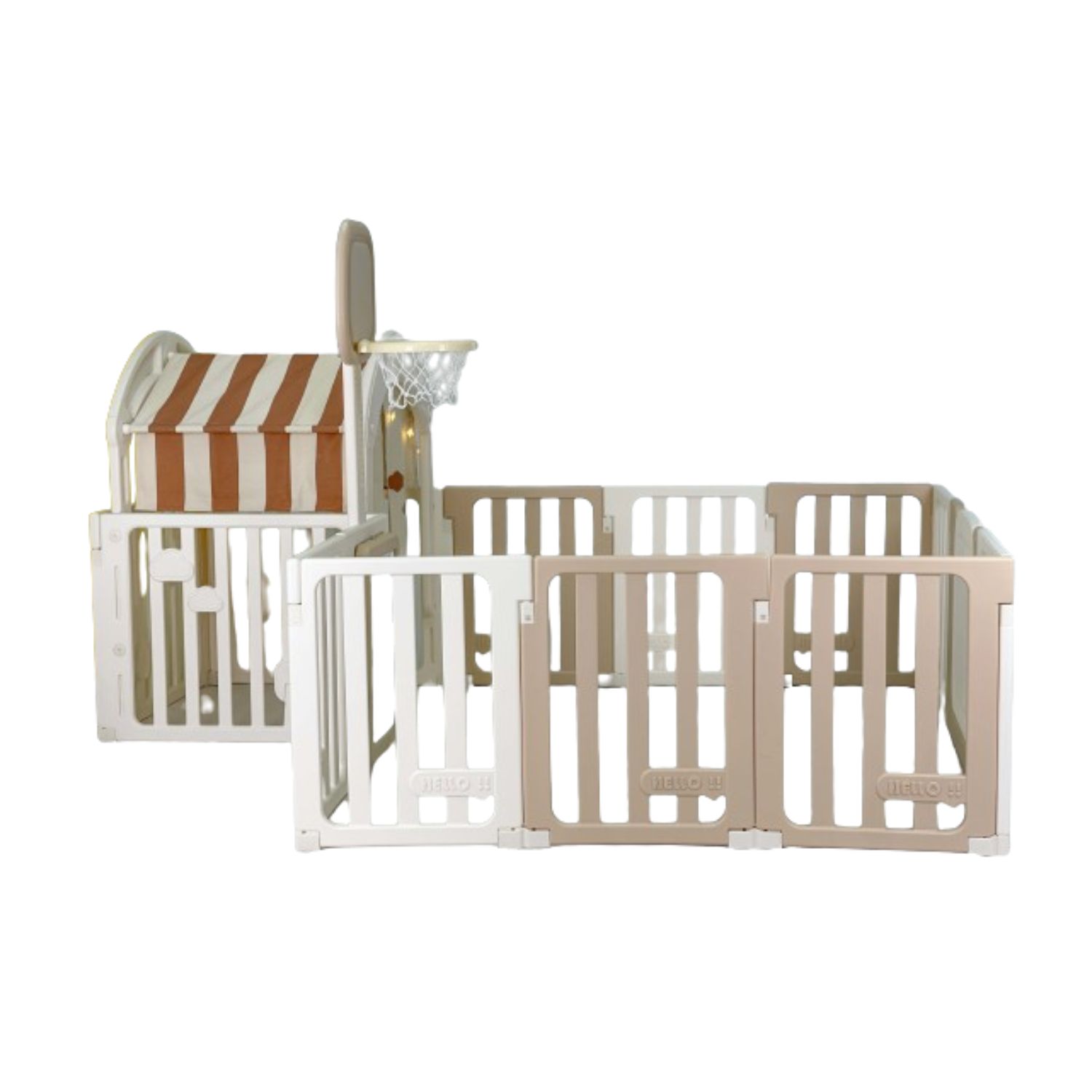 CORRAL INFANTIL IGPRO IGG8115 BEIGE PLEGABLE MAS ARO DE BALONCESTO CON CASITA - 3