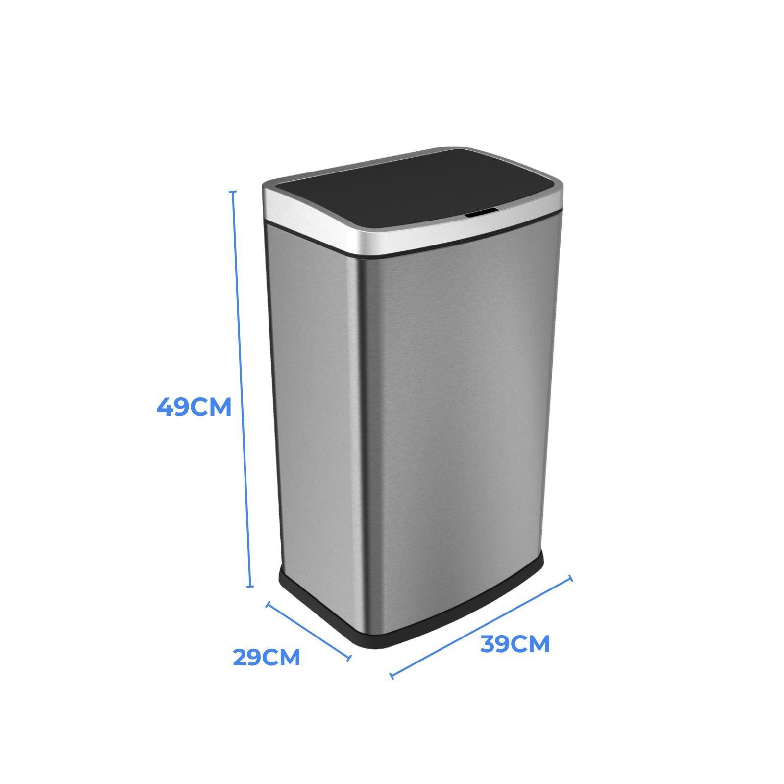 BASURERO METALICO ACERO INOXIDABLE 30L CON SENSOR - 2
